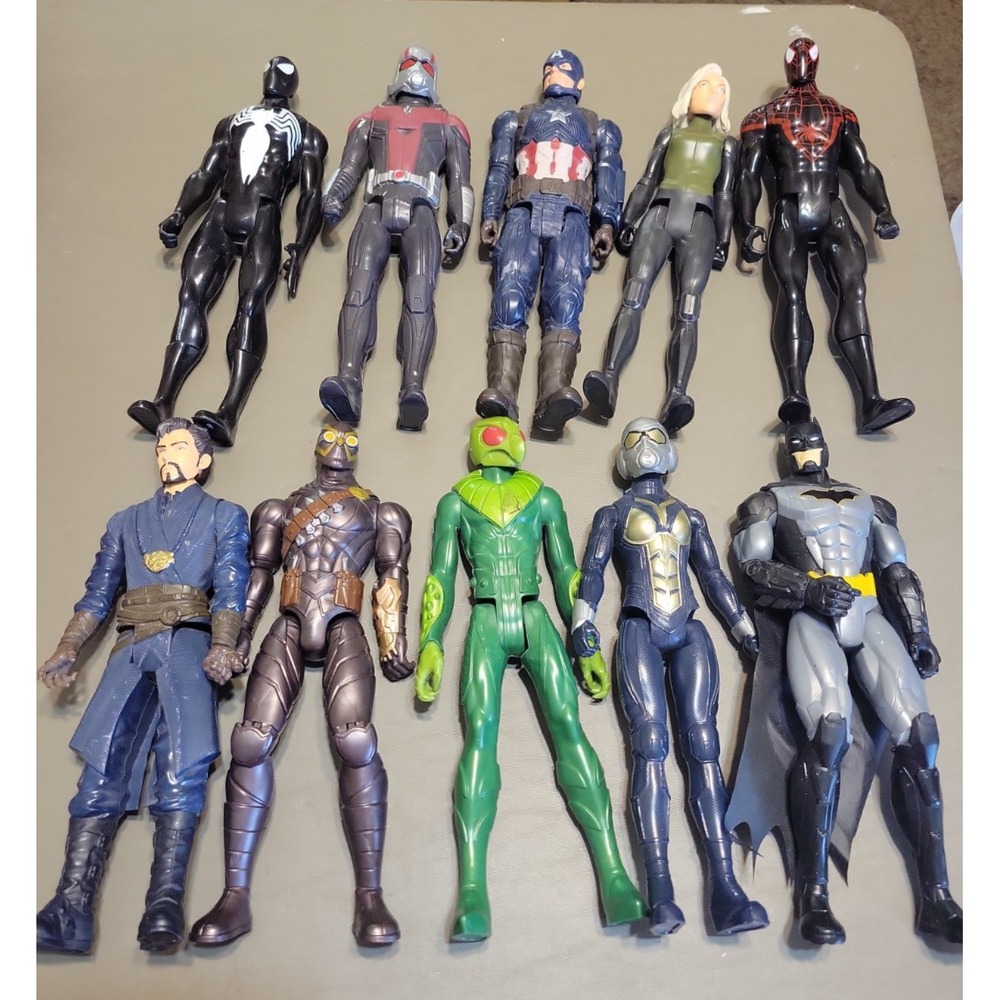 Mixed Lot Of Action Figures Toys 12" Spiderman Batman Foes etc...